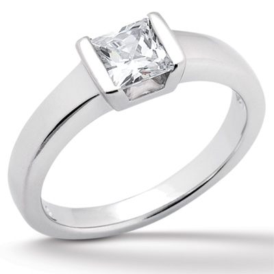 Princess cut tension set engagement rings