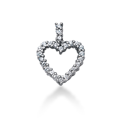 0.34ct. Round Cut Prong Set Diamond Heart Shape Pendant