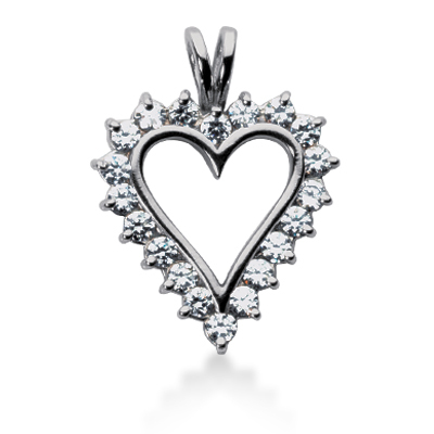 2.00ct Round Cut Prong Set Diamond Heart Shape Pendant