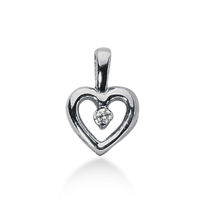 0.07ct Bezel Set Solitaire Diamond Heart Shape Pendant