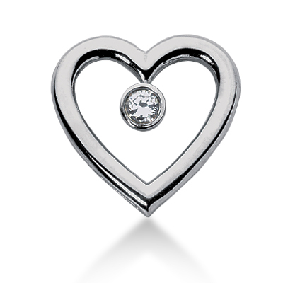 0.25ct. Round Cut Bezel Set Solitaire Diamond Heart Shape Pendant