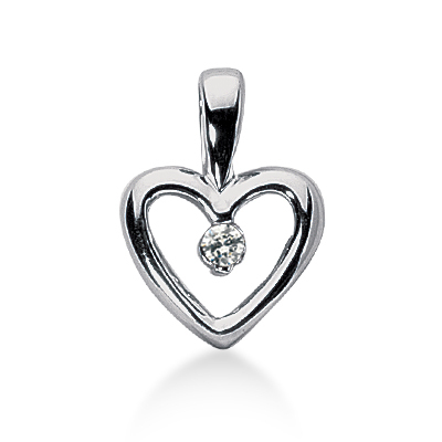 0.10 ct. Bezel Set Solitaire Diamond Heart Shape Pendant
