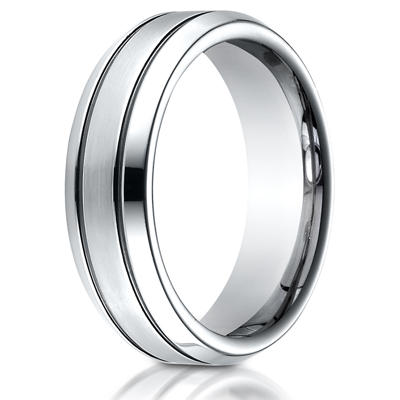 Cobaltchrome™ 7.0mm Comfort-Fit Satin-Finished Blackened Design Ring