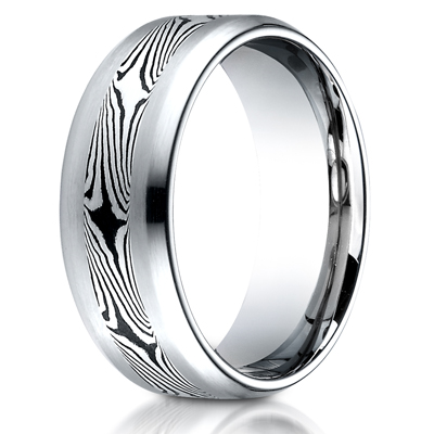 Cobaltchrome™ 8.0 Comfort-Fit Satin-Mokume Design Ring