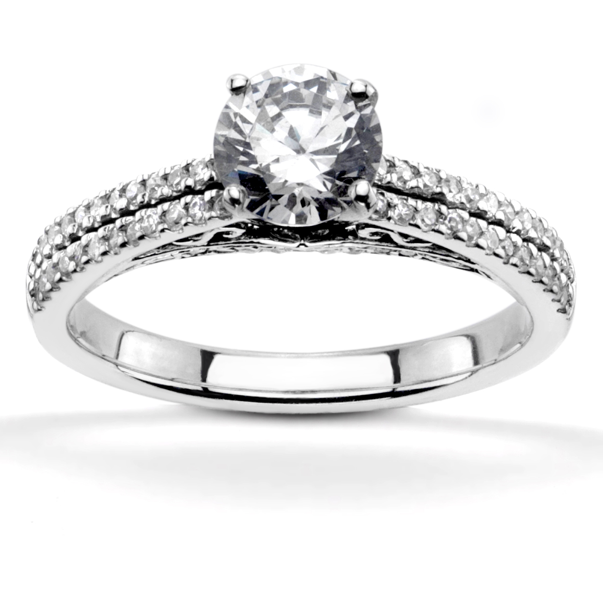 Pave Set Low Cathedral Diamond Engagement Ring (1/3 ct. t.w.)