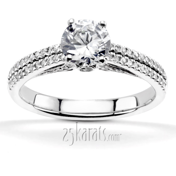 Pave Set Low Cathedral Diamond Engagement Ring (1/3 ct. t.w.)