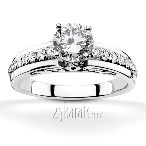 Micro Pave Engagement Ring With Filigree Design (1/5 ct. t.w.)