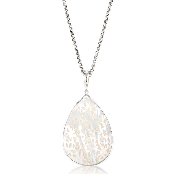 Sterling Silver laser cut white mother of pearl necklace/pendant