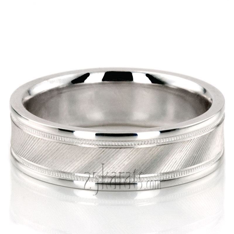 Diagonal Carved Wedding Ring
