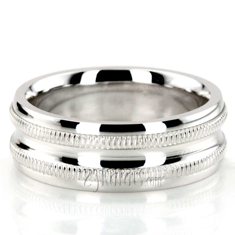 Elegant Milgrain Carved Design Wedding Ring 