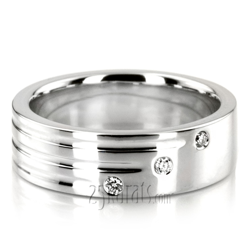 Parallel Cut Diamond Wedding Ring 