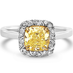 1.51 Cushion Shape Yellow Diamond Ring