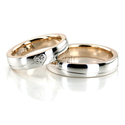 Duo Color Two Tone Contemporary Design Couples Ring Set