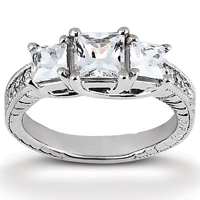 Three Stone Antique Princess Engagement Ring (1.02 t.c.w.)