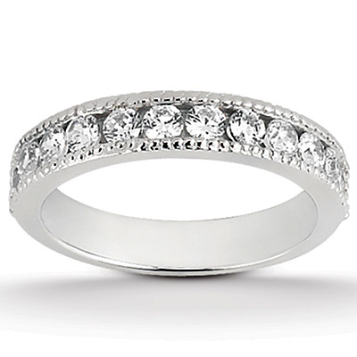 Round Cut Channel Set Milgrain Edge Diamond Bridal Ring (0.60 t.c.w.)