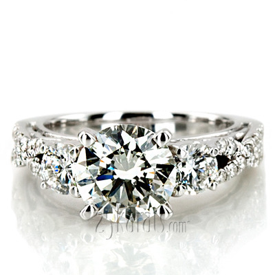 Twist Shank Three Stone Diamond Engagement Ring