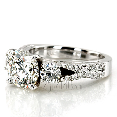 Twist Shank Three Stone Diamond Engagement Ring