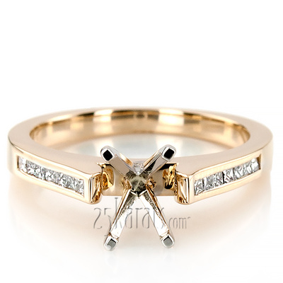Channel Set Princess Diamond Engagement Ring 