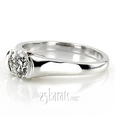 Half Bezel Contemporary Solitaire Engagement Ring