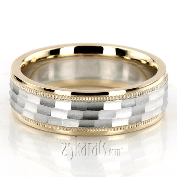 Refined Diamond Carved Wedding Band