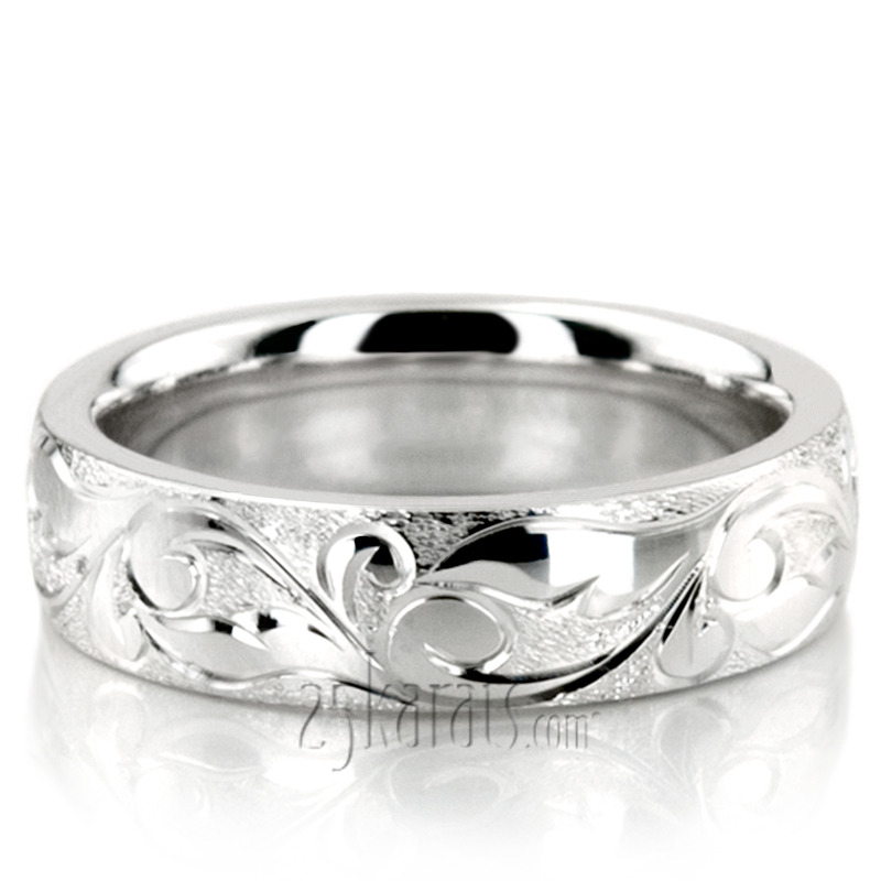 Exquisite Wire Matte Fancy Carved Wedding Ring