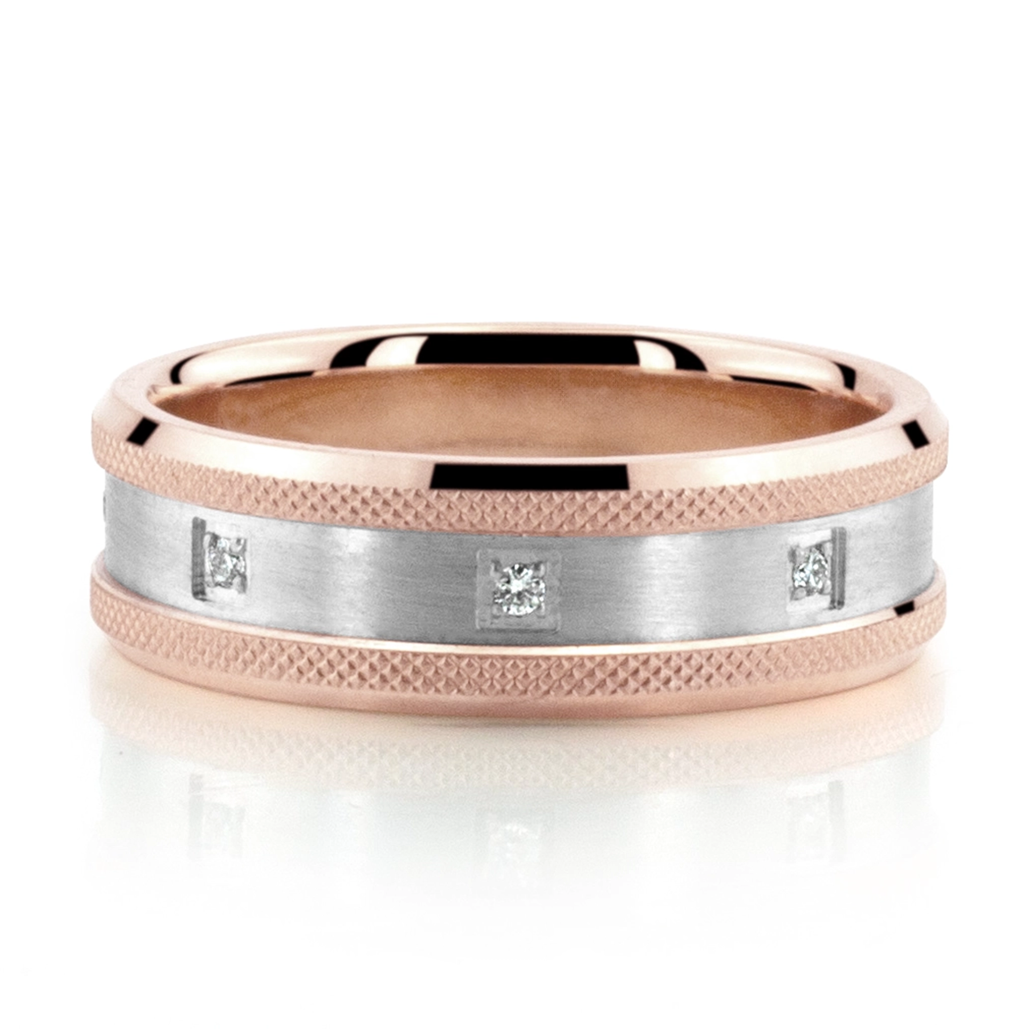 Milgrain Sculpted Two-Tone Diamond Wedding Ring