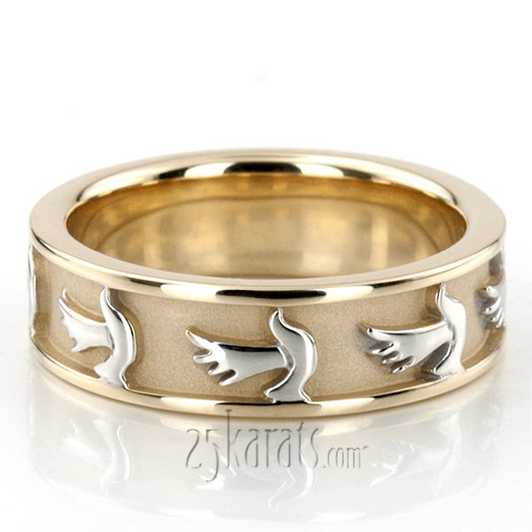 Dove Motif Religious Wedding Ring
