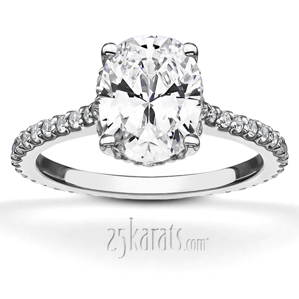 Pave Set Oval Diamond Engagement Ring