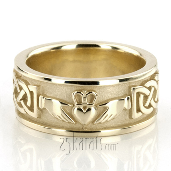Claddagh Celtic Knot Wedding Ring in White Background