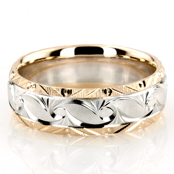 Circular Cut Fancy Carved Wedding Band