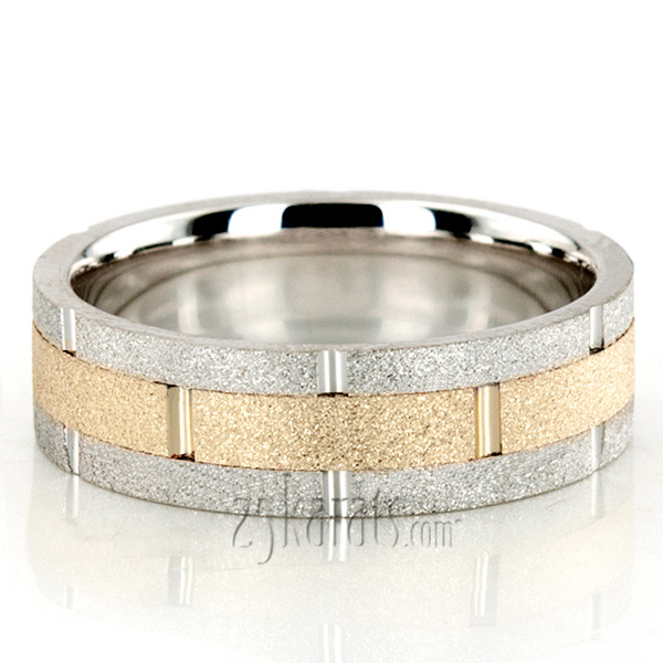 Rolex style two-color handmade wedding band in gold