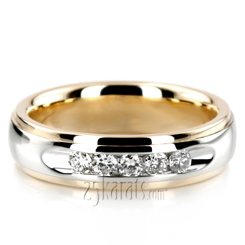 Channel Set Step Edge Round Diamond Ring