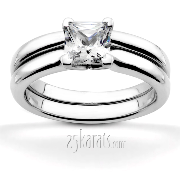 V Tip Four Prong Solitaire Engagement Ring