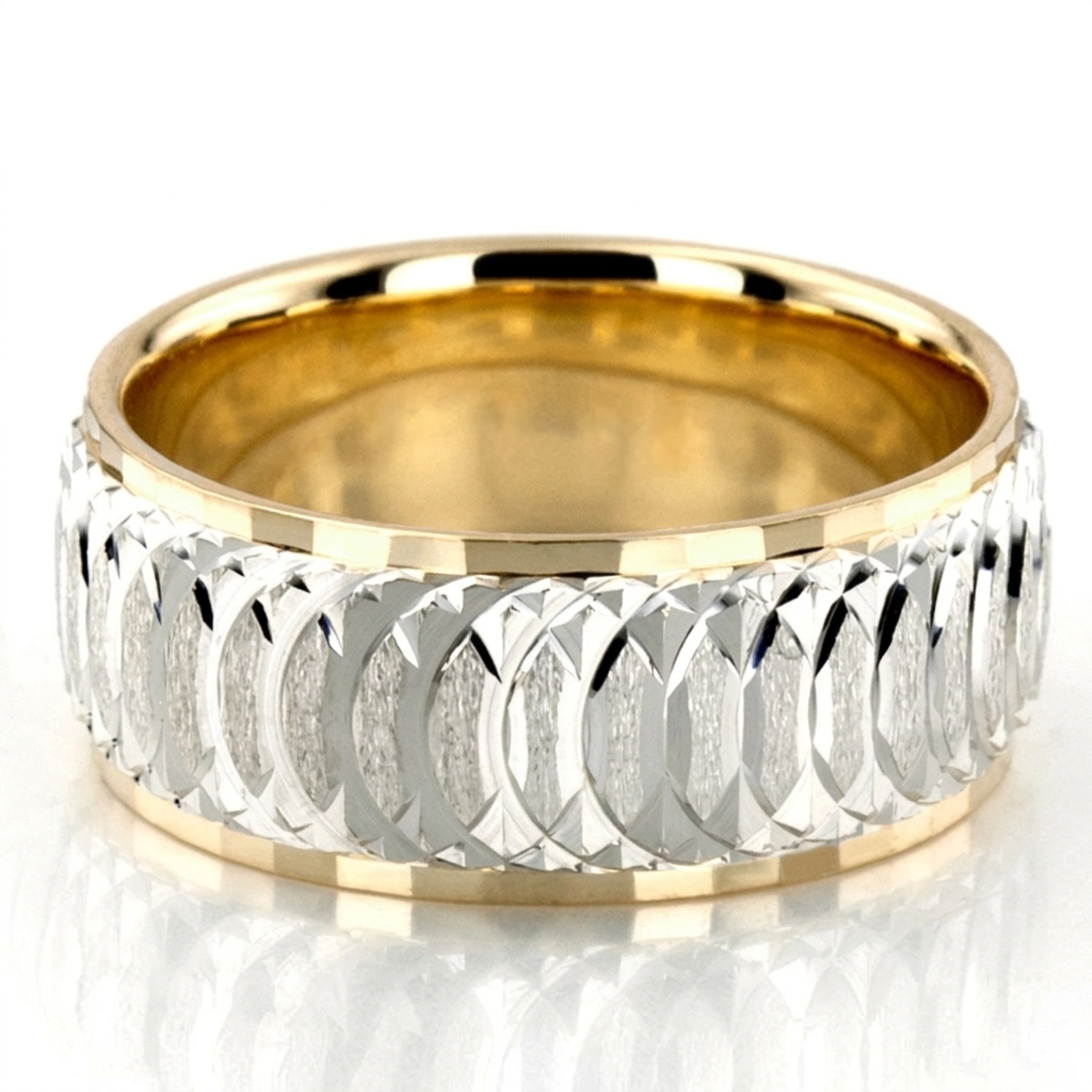 Circular Cut Two Tone Fancy Designer Wedding Band