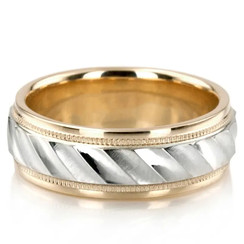 Stylish Ridged Center Fancy Designer Wedding Ring