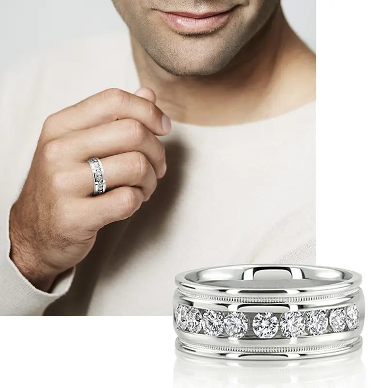 Men's diamond anniversary rings - Sophisticated diamond bands for men