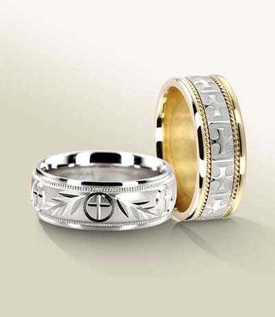 Religious wedding bands - Christian cross and faith-inspired wedding rings