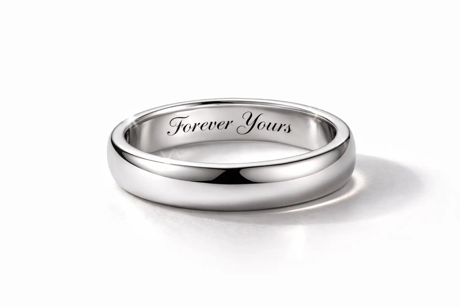 Custom Engraved Wedding Band with Forever Yours inscription