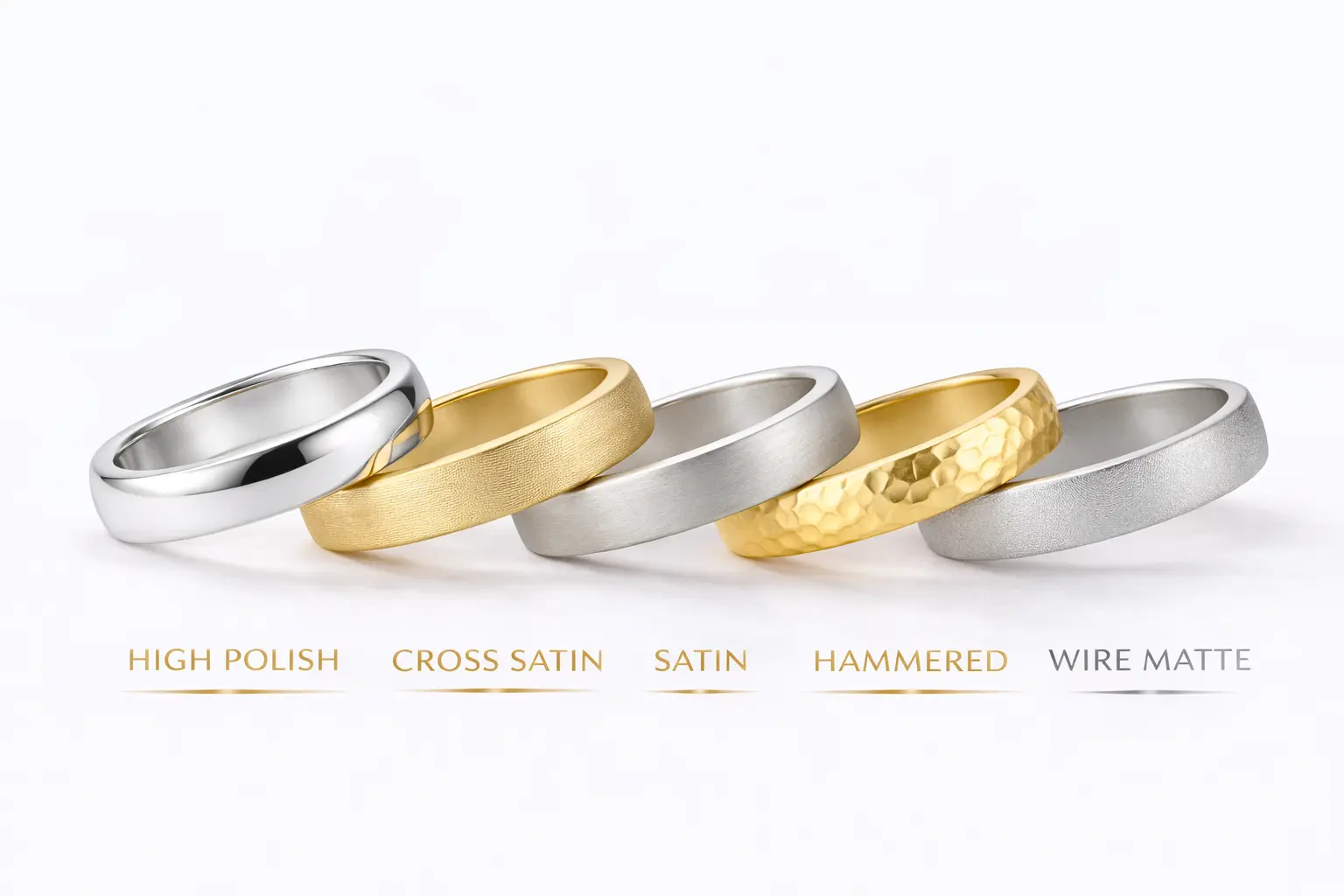 Ring Finish Options - High Polish, Cross Satin, Satin, Hammered, Wire Matte