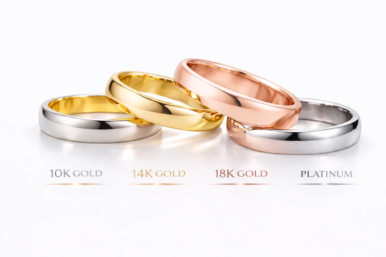 Precious Metal Options - 10K, 14K, 18K Gold and Platinum Wedding Bands