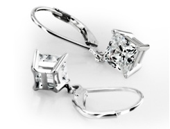 Four Prong Princess Cut Dangle Stud Earrings