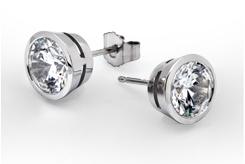 Bezel Set Diamond Stud Earrings