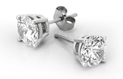 Four Prong Round Cut Diamond Stud Earrings