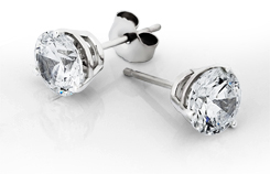 Three Prong Round Cut Diamond Stud Earrings