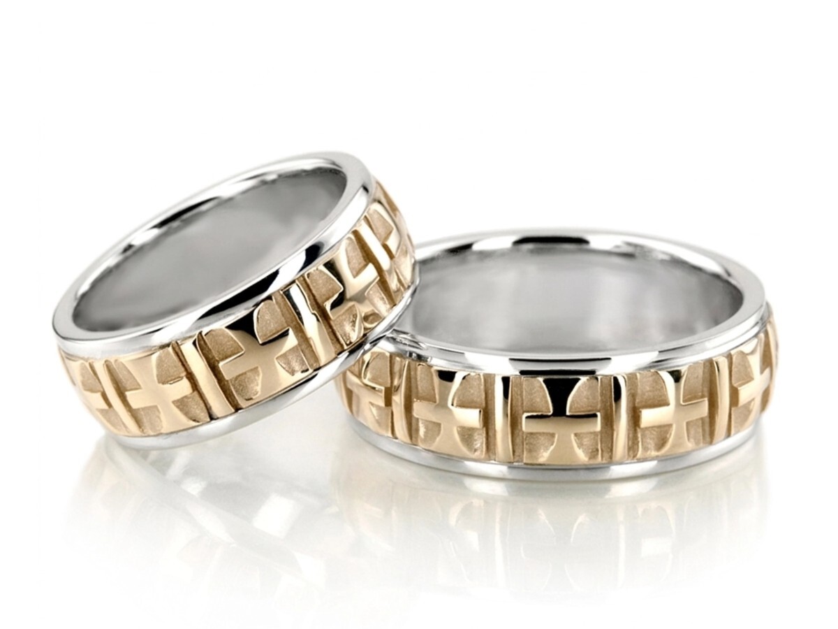 Cross & Religious His & Hers Wedding Bands