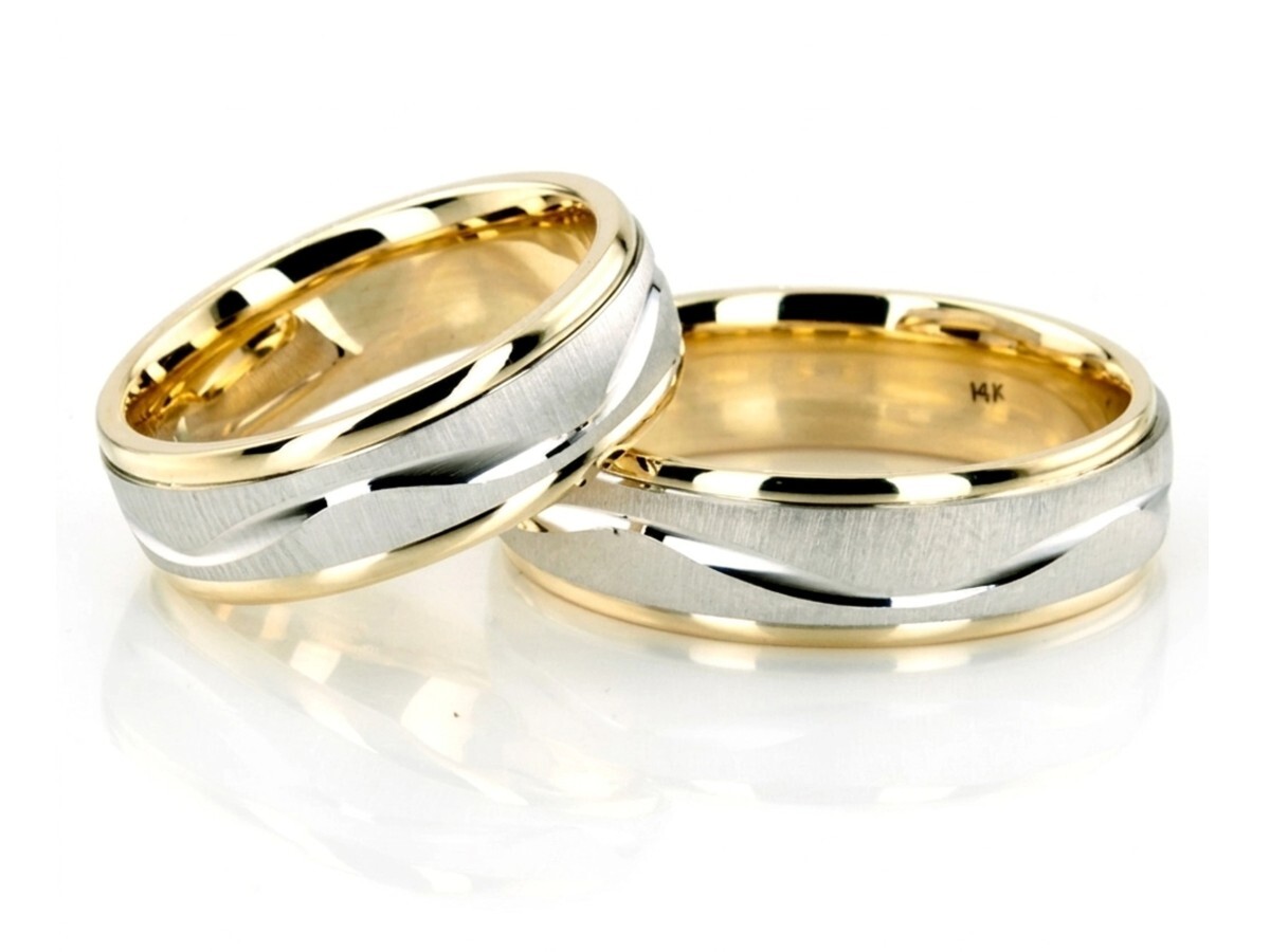 Two Tone Gold His & Hers Wedding Bands