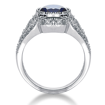 Vintage Diamond & Round Sapphire Ring (0.21 ct.tw.) - view 2