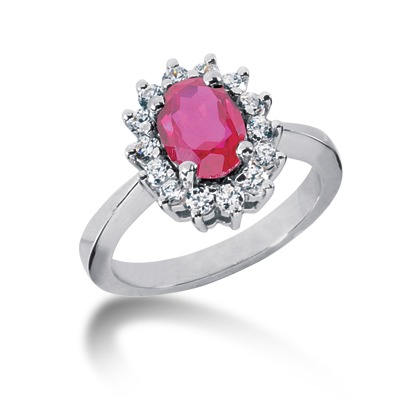 Oval Cut Prong Set Pink Sapphire and Diamond Ring (0.20 ct.tw.)