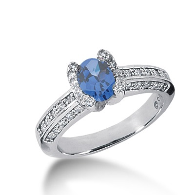 Pave Set Diamond & Sapphire Ring (0.44 ct.tw.)