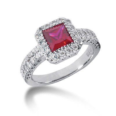 Princess Cut Pink Sapphire and Diamond Ring (0.30 ct.tw.)